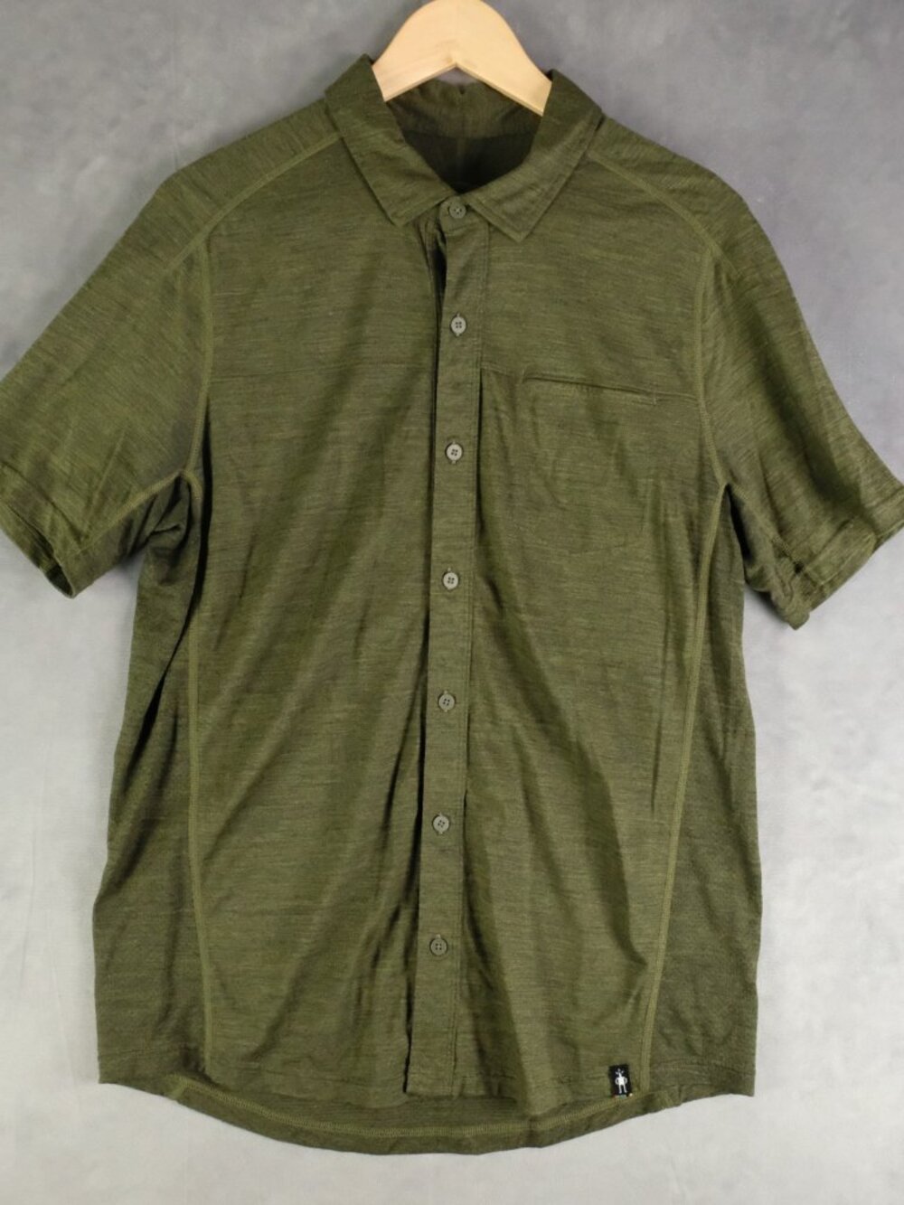 Smartwool Shirt Mens Medium Green Button Up Merino Wool Merinosport 150